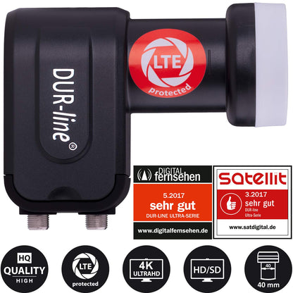 DUR-line Select Satelliten-Komplettanlage 75/80cm Anthrazit Twin