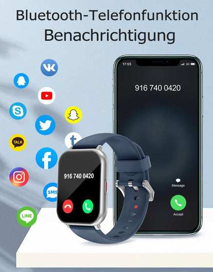 RUIMEN H1 Smartwatch mit Telefonfunktion, 1,85-Zoll-HD-Display