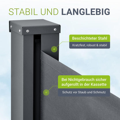 Juskys Dubai Seitenmarkise Sichtschutz 500x180 cm – Anthrazit