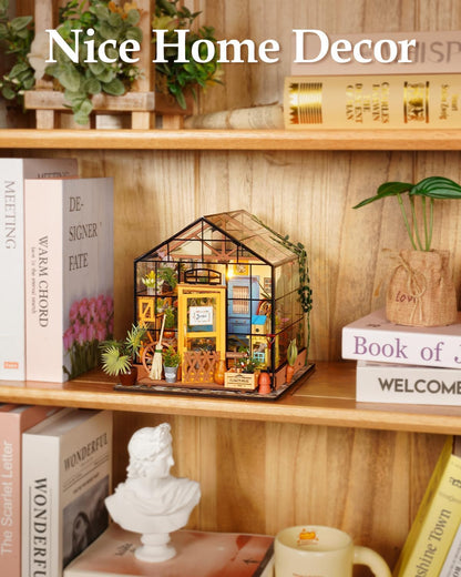 RoWood Miniatur Haus Cathys Blumenhaus, DIY Gewächshaus Bastelset