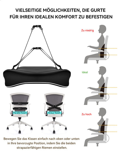 Travel Ease Ergonomisches Lendenkissen aus Memory Foam, schwarz