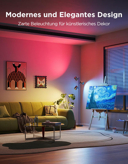 Govee 3-Flammen LED Stehleuchte RGBWW Fokus-Verstellbar Schwarz