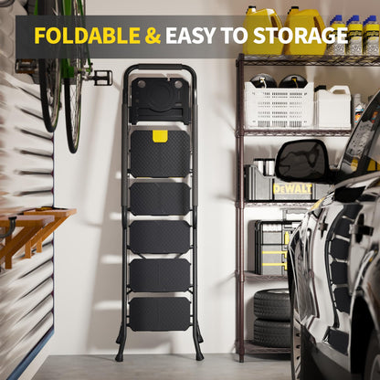 KINGRACK Leiter 5 Stufen Trittleiter klappbar - Handläufe, Plattform