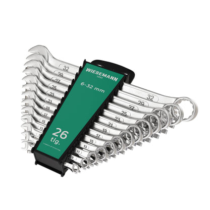 WIESEMANN 1893 Ring-Maulschlüssel Set 26tlg. 6-32mm - 80270: Metallset. Zum Anziehen u. Lösen von Muttern/Schrauben.
