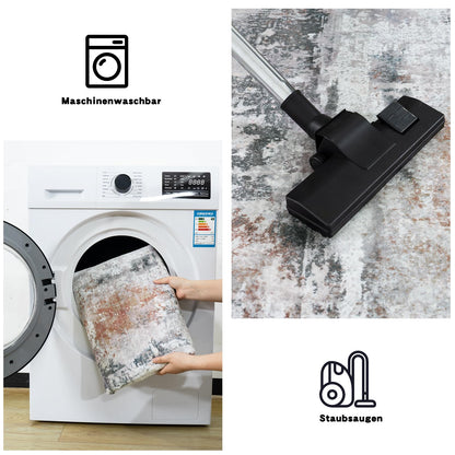 Chicnix Teppich 160x230 Waschbar - Abstrakt Grau Rost Beige