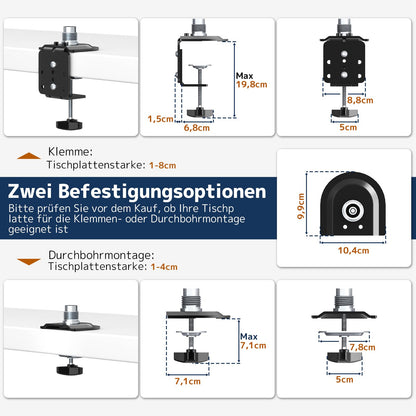 PROFIX Monitor Halterung Vertikal 2 Bildschirme 17-49 Zoll, Schwarz
