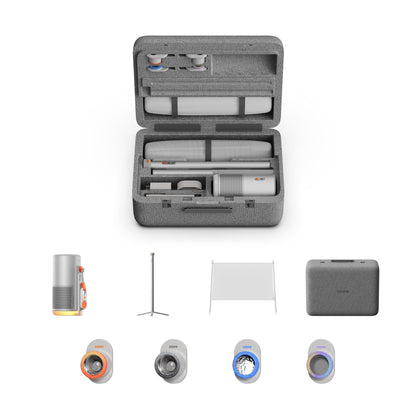 XGIMI MoGo 4 Laser Outdoor Beamer Set mit PowerBase & Leinwand – kompakter Laserprojektor mit 360°-Standfuss