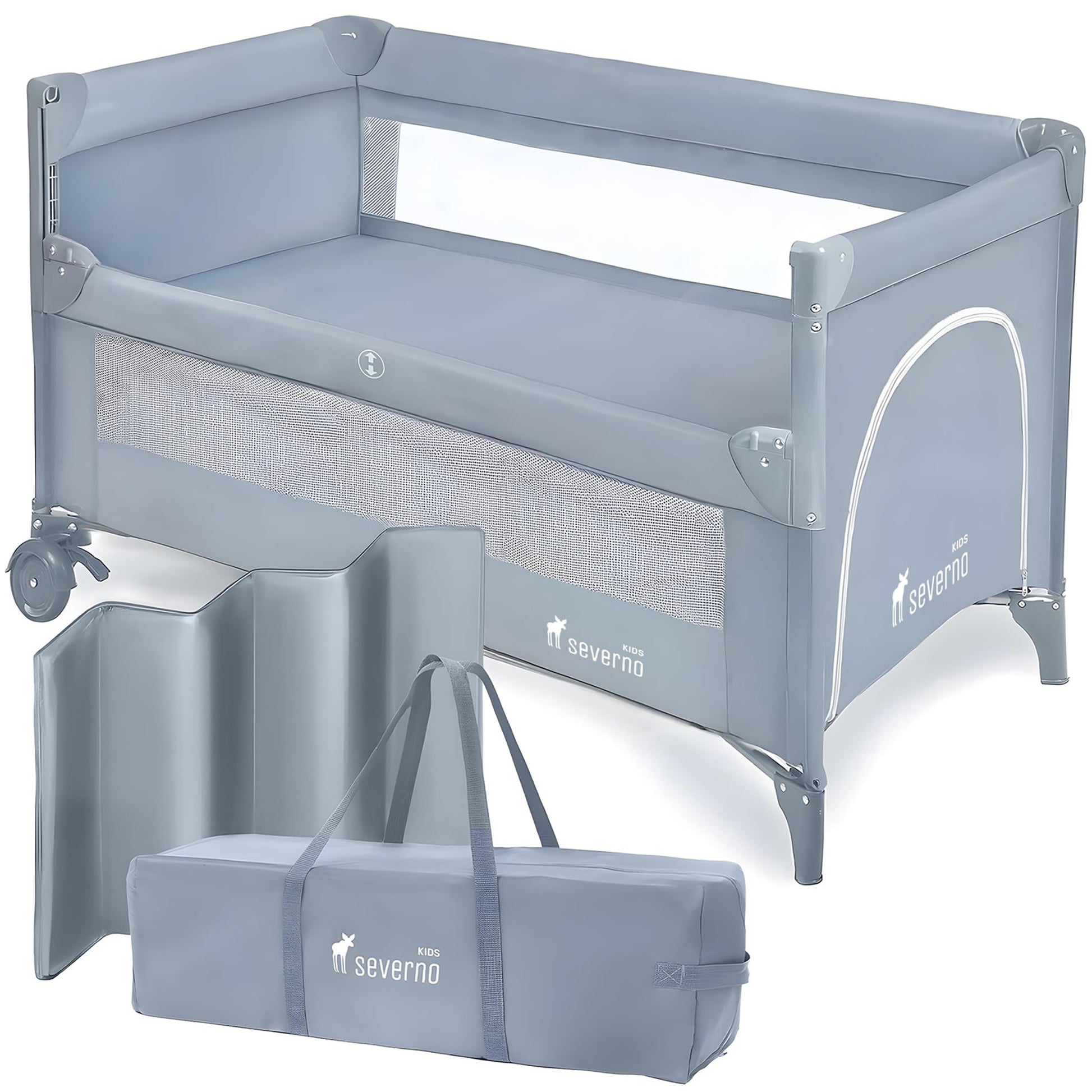SEVERNO Kids Close to Mommy Baby Reisebett 2-in-1 Beistellbett mit Netzseiten und Rollen