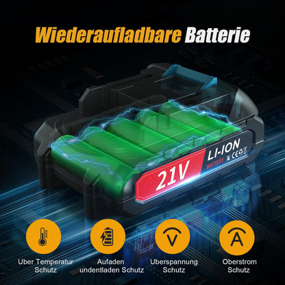 JINDUN Mini Akku Kettensäge 21V 6 Zoll mit 2 Akkus und Ladegerät