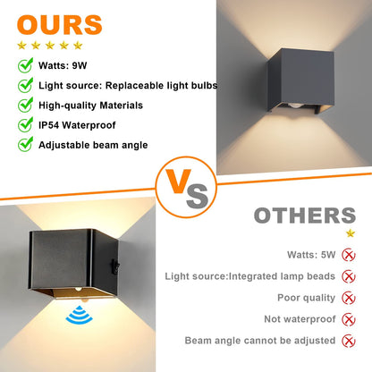 Klighten 4er LED Wandleuchte Bewegungsmelder Innen/Aussen - Anthrazit (G9)