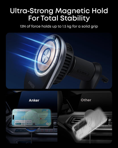 Anker Prime MagSafe Autoladegerät, Qi2 25W, Lüftungshalterung