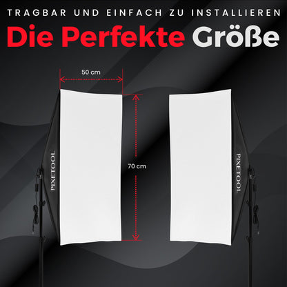 Pixetool Fotostudio Set – 2 Softboxen 50x70 cm mit LED-Lampen