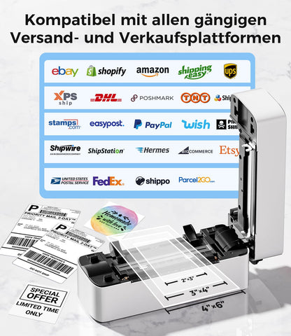 Phomemo 241BT Etikettendrucker, Bluetooth-Thermodrucker 4x6
