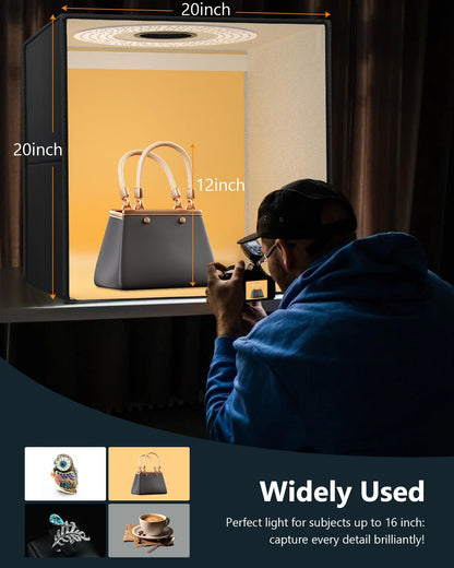 DUCLUS Fotobox 50x50cm – Faltbares Produktfotostudio 216 LED