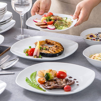 MALACASA Elisa Porzellan Geschirrset - 12 Personen 48-tlg. Hellgrau weiss