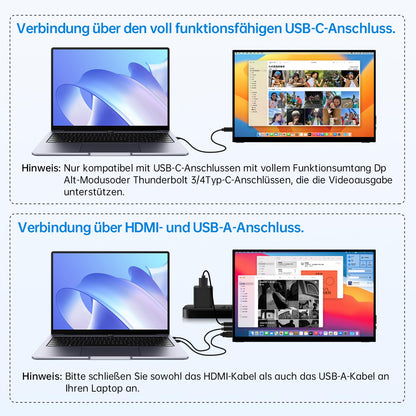 CAPERAVE Tragbarer Monitor 15.6" FHD IPS Touchscreen