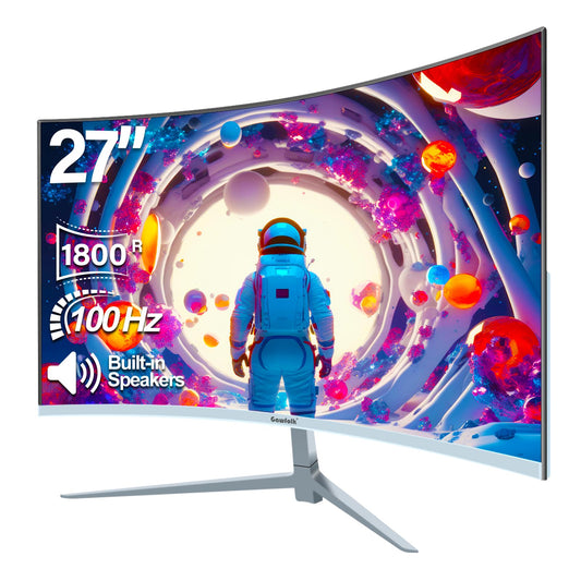 Gawfolk Curved PC Bildschirm 27 Zoll FHD 100Hz – Weiss