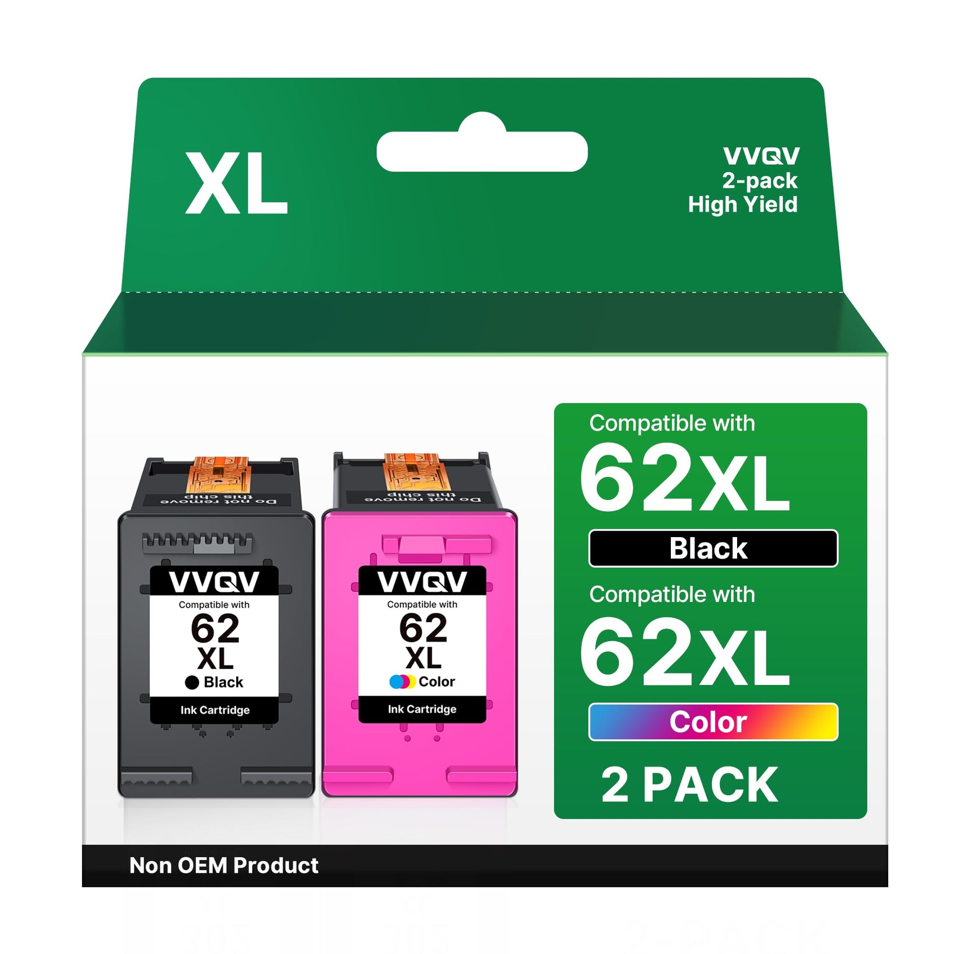 VVQV 62XL Druckerpatronen Schwarz/Farbe, 2er-Pack kompatibel für HP