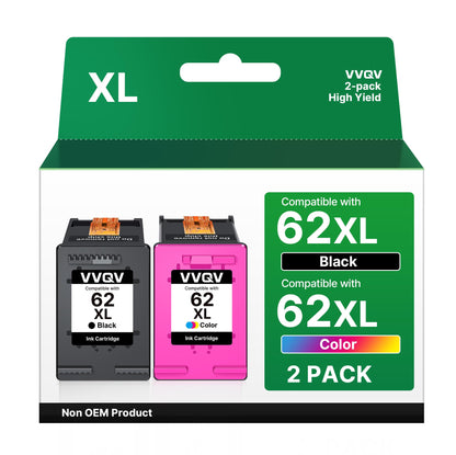 VVQV 62XL Druckerpatronen Schwarz/Farbe, 2er-Pack kompatibel für HP