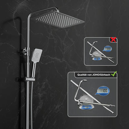 JOHO Regendusche Duschsystem Edelstahl XXL Kopfbrause ohne Armatur Chrom