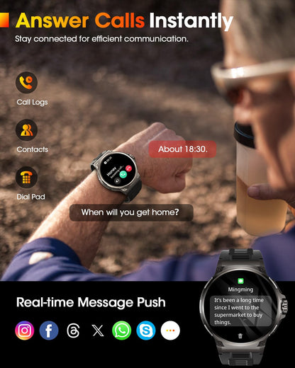 BANLVS V69 Smartwatch Herren mit Telefonfunktion, 5ATM, Schwarz
