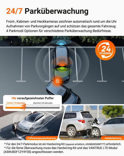 VANTRUE N4 Pro S 4K 3 Kanal Dashcam STARVIS 2 Parküberwachung