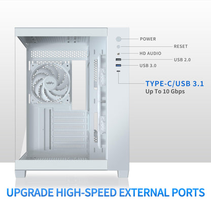 MUSETEX Y6 Gaming ATX Mid Tower PC Gehäuse - Reinweiss