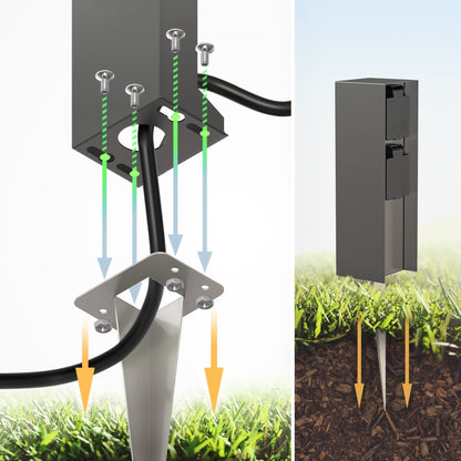 ledscom.de POMI Aussensteckdosen-Säule 2er-Set anthrazit eckig