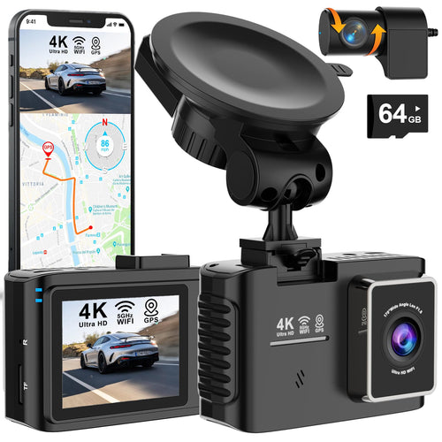 ZOBMIO A13 Dashcam Auto vorne und hinten mit 4K, GPS und WLAN, kompakte Dual-Kamera mit 2,0-Zoll-IPS-Display