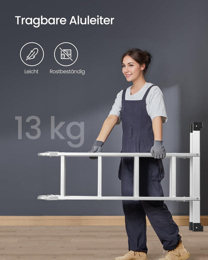 SONGMICS GLT046E01 Alu-Mehrzweckleiter - 4x4 Stufen silbern