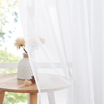 PONY DANCE Vorhang transparent mit Kräuselband, 2er Set, 350 cm, weiss