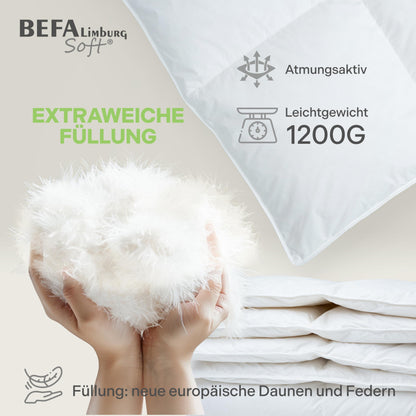 BEFA SOFT Daunendecke Ganzjahr Feder-/Daunenbett 90/10 - 135x200 cm