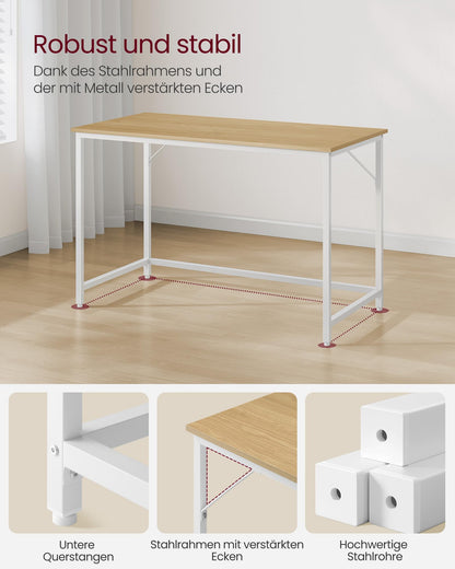 VASAGLE LWD039W70V1 Bürotisch 120x60cm - Natureiche Perlweiss
