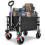 YEAUPE PRO Bollerwagen faltbar, 70 L, 50 kg Tragkraft, Schwarz – Handwagen mit Schiebegriff und Schmalrädern