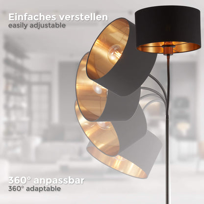 B.K.Licht Stehlampe Vintage Industrial schwenkbar – Schwarz-Gold