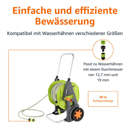 Amazon Basics Schlauchwagen mit Schlauch, 30 m, Grün/Grau