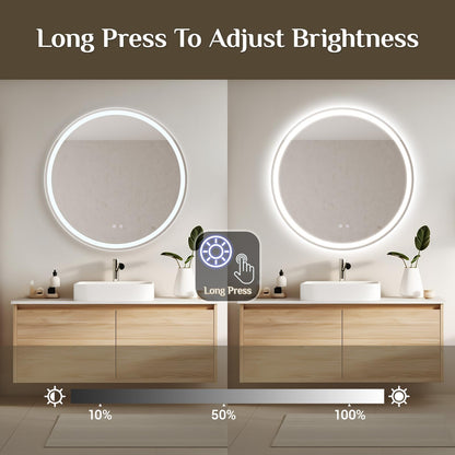 Clevich Runder Badspiegel 60 cm mit LED Beleuchtung dimmbar