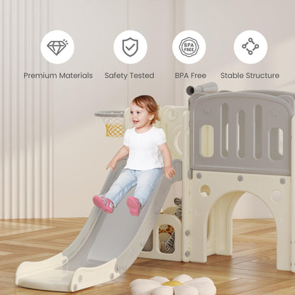 hoopyosms Kinder Rutsche Klettergerüst Spielturm Set - Grau