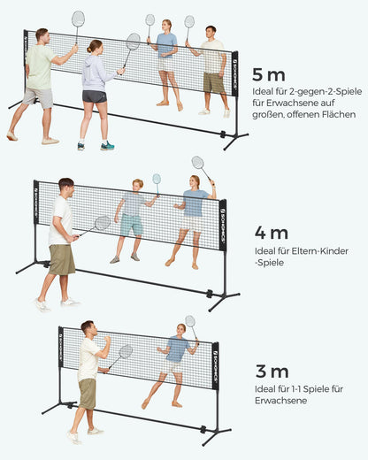 SONGMICS Badminton-Netz 4 m, höhenverstellbar, schwarz SYQ400H