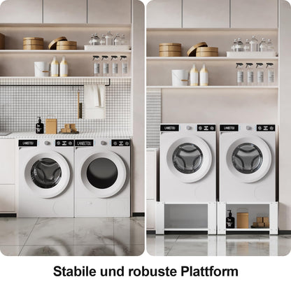 Fiqops Waschmaschinen Untergestell mit Ablage - 60.6x60.6x40cm weiss