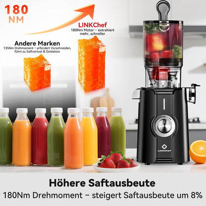 LINKChef Slow Juicer Kaltentsafter 115mm Öffnung - Schwarz 200W