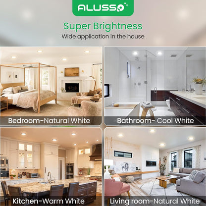 ALUSSO LED Einbaustrahler Dimmbar 68mm IP44 - 12er Set