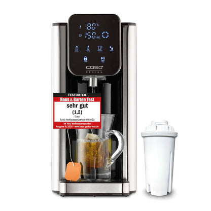 Caso HW 660 Heisswasserspender mit 2,7 l Tank und 7 Temperaturen, Gehäuse aus gebürstetem Edelstahl