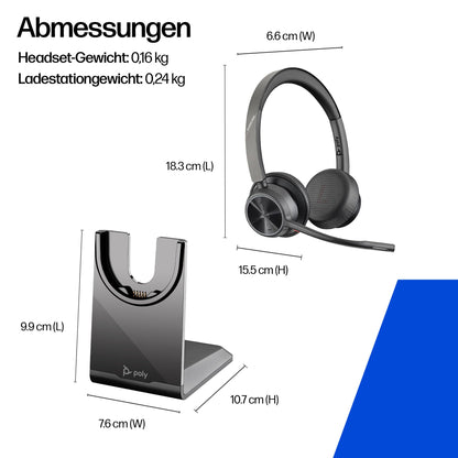 Poly Voyager 4320 UC Stereo-Bluetooth-Headset mit Ladestation