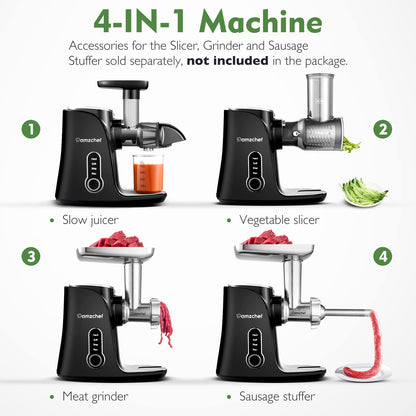 AMZCHEF Slow Juicer Entsafter Gemüse Obst – Schwarz