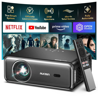 Aurzen Smart Beamer 4K Full HD Projektor mit Autofokus