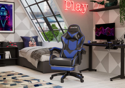 xRace Gaming Stuhl Ergonomischer Lederbürostuhl – Blau