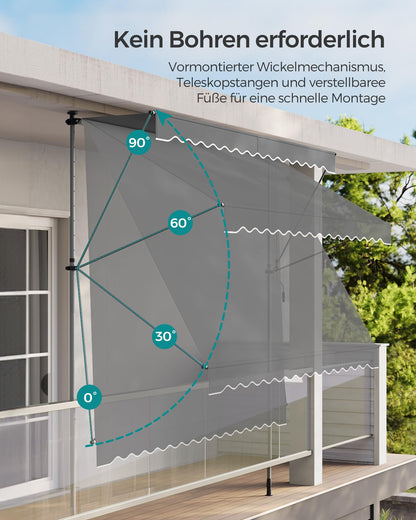 SONGMICS Klemmmarkise höhenverstellbar 250 x 120 cm anthrazit