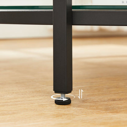 VASAGLE LCT071B13 Couchtisch mit Glasplatte - Marmorweiss-Tintenschwarz