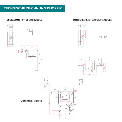 DoitBau Klickfix PV Endklemme Modulklemme Solar - 30-40mm Schwarz